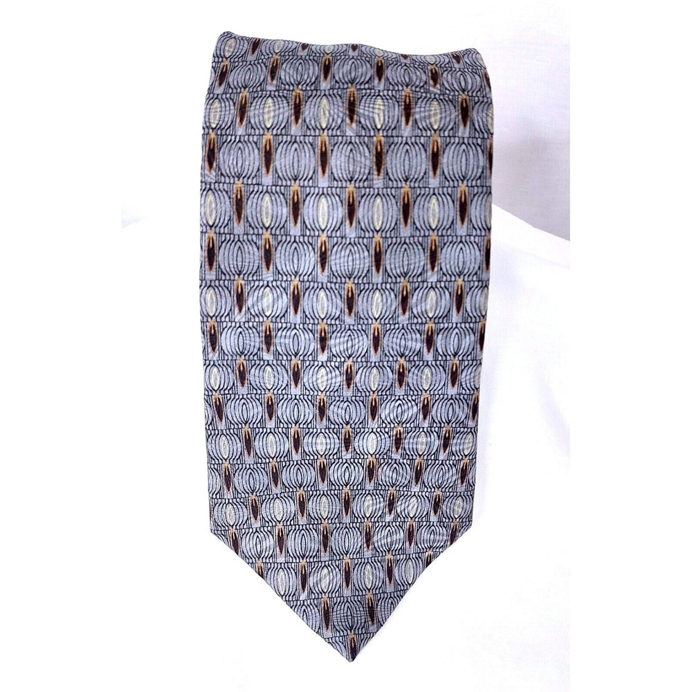 STAFFORD EXECUTIVE Silk Tie Geometric Gray Black Mens Necktie Costa Rica‎ 58"x4"
